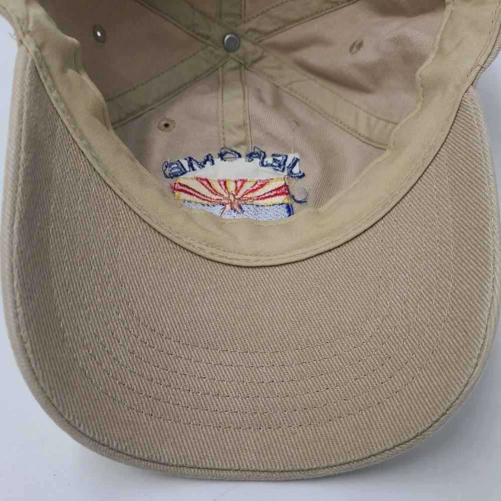 Vintage Jerome Arizona Hat Strapback Beige State Flag Logo Casual Travel Dad Men